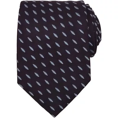 VILLA PONTI Mens Classic Tie 3.35 Navy Blue 100% Silk Woven Dress Necktie ITALY • $17.89