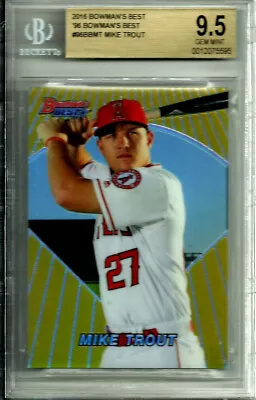 Mike Trout 2016 Bowman's Best 1996 Bowman's Best SP Refractor Gold BGS 9.5 • $134.95