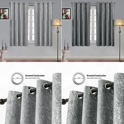 £13.99 • Buy Pair Ready Made Thick Blackout Curtains Thermal Ring Top Eyelet + Free Tie Backs