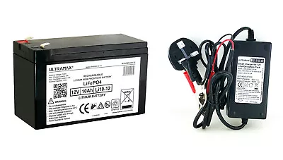£71.94 • Buy ULTRAMAX 12V 10Ah LITHIUM IRON PHOSPHATE - LiFePO4 Battery For Solar Systems