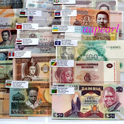 Lot 50 Different 26 Countries World Banknotes Foreign Paper Money English Flags • $18.04