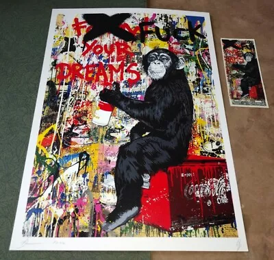 DEATH NYC Ltd Ed Signed Art Print & USD $1 Dollar Mr. Brainwash Fk Your Dreams • $249.99