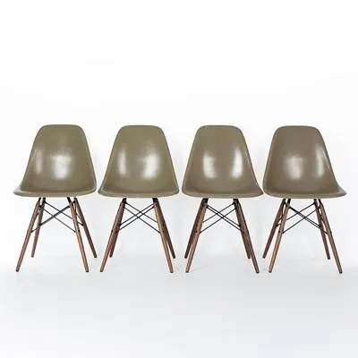 Herman Miller Eames Chairs Raw Umber Set (4) DSW Vintage Original Side Shells • £1825