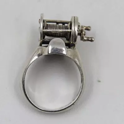 Kabana Sterling Silver Moveable Fishing Reel Fisherman’s Ring Size 10 Fish • $79.95