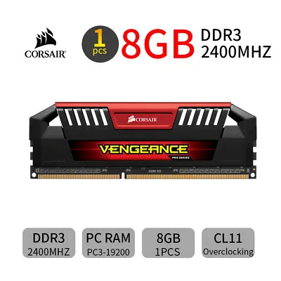 Corsair VENGEANCE Pro 8GB DDR3 2400MHz OC PC3-19200 Overclocking Memory Red AU • $60.49