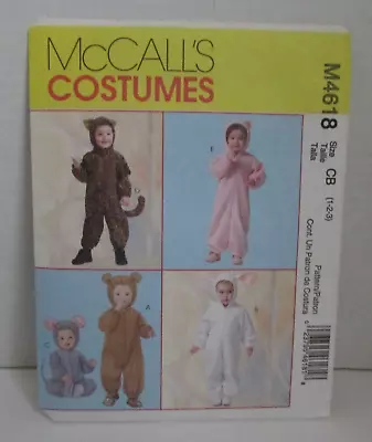 McCall's #4618 Child Monkey Pig Mouse Cat Costume Sz 1 - 3 - UNCUT • $7.99
