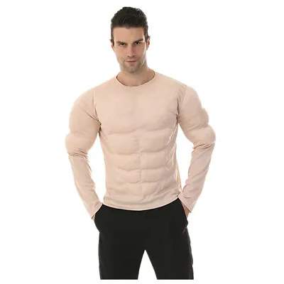 Adult Mens Fake Padded Chest Muscle Shirt Costume Muscles Bodybuilder Accessory • $21.99