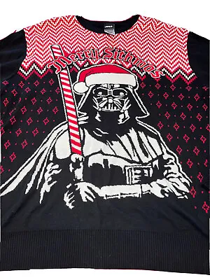$26.99 • Buy 2XL Star Wars BLACK SWEATER Darth Vader “MERRY SITHMAS”Christmas RED WHITE KNIT
