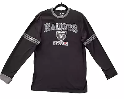 Raiders NFL Team Apparel Shirt Medium Black Long Sleeve Football Pullover Crew • $17.09