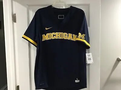 NWT-Men's Nike NCAA Michigan 2 Button Stitched Baseball Jersey-Medium Or Large • $69.99