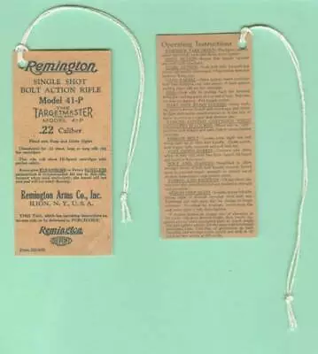 Remington Model 41-P Hang Tag W/Instructions Reproduction • $5.85