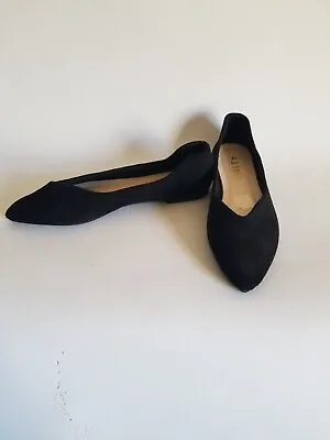 Women's A&Miao Black Black Pointed Toe Ballet Flat Heeled Shoes Sz8M • $20