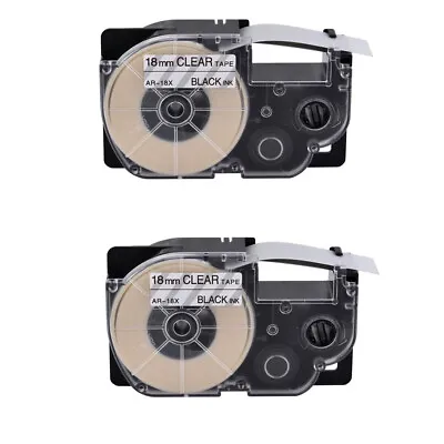 £13.19 • Buy 2PK Black On Clear Tape Cartridge XR-18X For Casio KL-120 EZ Label Printer