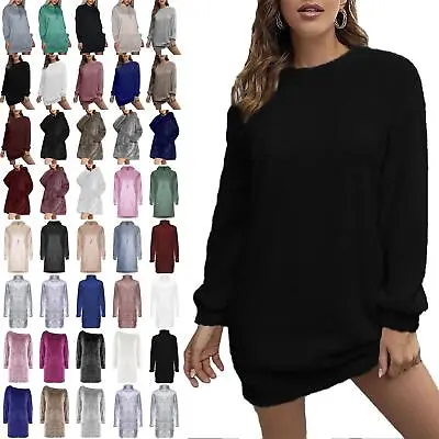 £8.99 • Buy Womens Long Sleeve Pockets Jumper Ladies Fluffy Faux Fur Oversized Fleece Dress