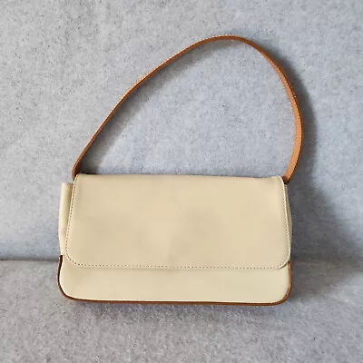 J.Crew Leather Clutch Shoulder Bag Removable Strap Flap Magnet-Snap Ivory-Tan • $39.98