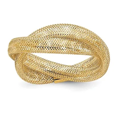 14k Yellow Gold Twisted Woven Mesh Stretch Ring For Women • $176