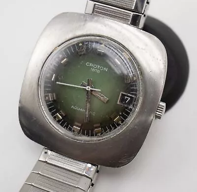 Croton Aquamatic Square Cushion Vintage Mens Wrist Watch ANHK F504 A Schild 1913 • $49.95