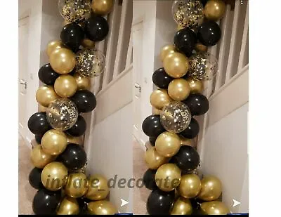 100 Balloons Gold Black Arch Kit Chrome Macaron Baloons Wedding Birthday Garland • $11.35