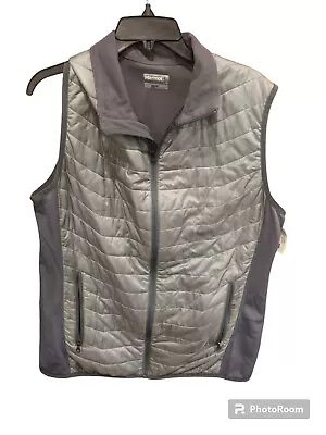 Marmot  Vest  Gray Quilted Thermal Men's Large COMPANY EMBROIDERY • $24