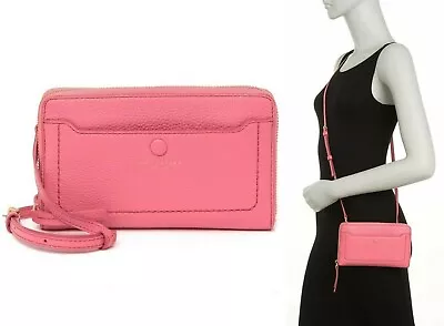 Marc Jacobs Empire City Tech Crossbody Bag Leather Zip Around Wallet Cupid Pink • $79.99