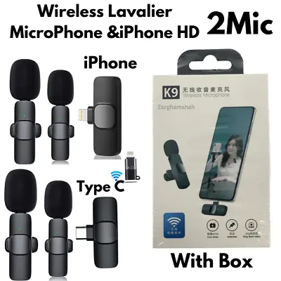 Mini Lavalier Microphone Clip Wireless Mic &Android IPhone IPad Vlog Live Stream • £11.98