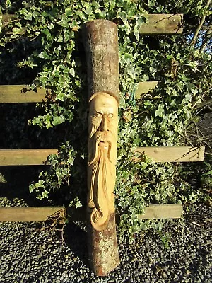 £999.99 • Buy Fair Trade Hand Carved Wooden Green Man Half Tree Trunk Stump Log Statue 100cm