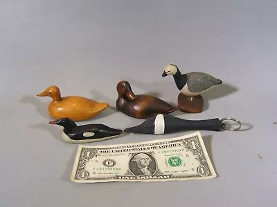 5 Vintage Wooden Miniature Duck Goose Decoy • $16