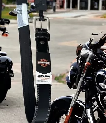Harley Davidson Downshift Black Leather Belt Interchange Buckle Men’s 36 NWT • $39.99