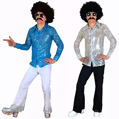 Fancy Dress Mens Costume 70s 1970s 80s 90s Rock Disco Nights Shirt & Flares Suit • £20.99