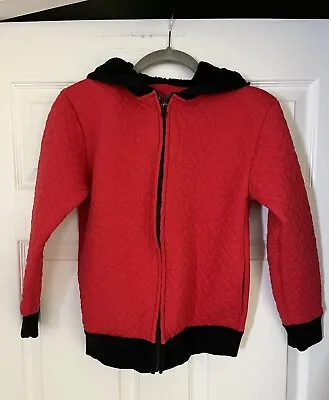 Disney Mickey Mouse Boys Medium Full Zip Jacket Red & Black Hooded • $12.99