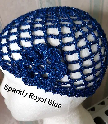 £8.99 • Buy SPARKLY ROYAL BLUE LUREX  CROCHET HAT 70s 20s Fancy Dress Party Abb Super Troupe