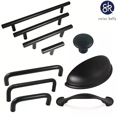 Swiss Kelly Hardware Matte Black Kitchen Cabinet Handles Drawer Pulls • $45.58