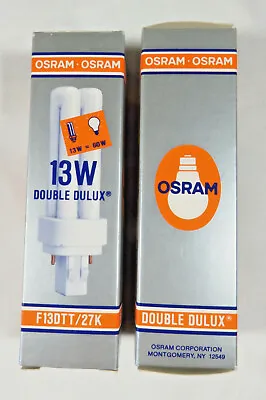 2 - Sylvania Light Bulb OSRAM DOUBLE DULUX S 13W = 60W F13TT/27K BASE 2700K • $13.99
