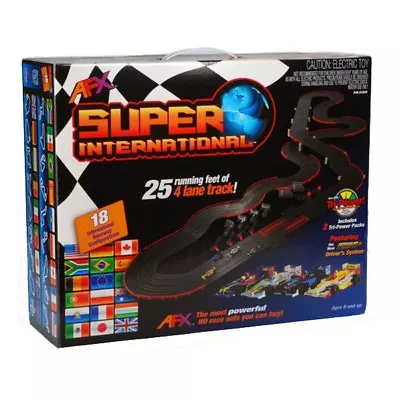 AFX Super International 4-Lane Mega G+ HO Slot Car Track Set W/Tri-Power FREE SH • $289.95