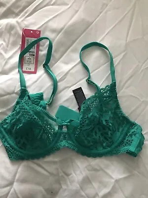BNWT  Marks & Spencer’s  M&S Green Lacy Under-Wired Bra Size 34 A • £3