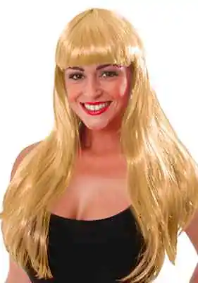 Long Wig Fringe Halloween Neon Fancy Dress Witch 80's Katy Perry Straight Hair • £7.99