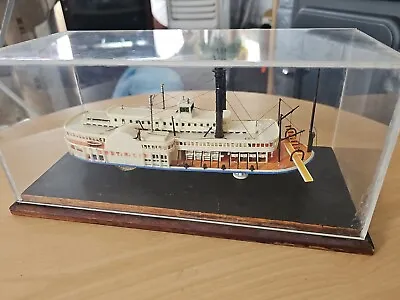 Robt E Lee Model Paddle Steamer & Display Case 25cm X 8cm Ship 33cm X 16cm Base • £49.95