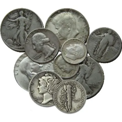 90% Junk Silver Coins $1 Face Value - Mixed Coins Average Circulated Condition • $27.40