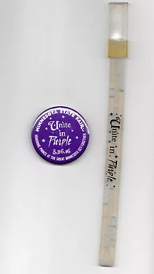 Rare Prince  Unite In Purple  Pinback Button & Glow Stick - Minnesota State Fair • $44.95