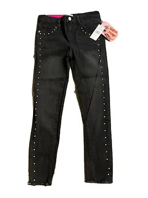 $34.95 • Buy Freestyle Revolution Black Studded Pants Child Kid Size 10 Slim Straight Fit NEW