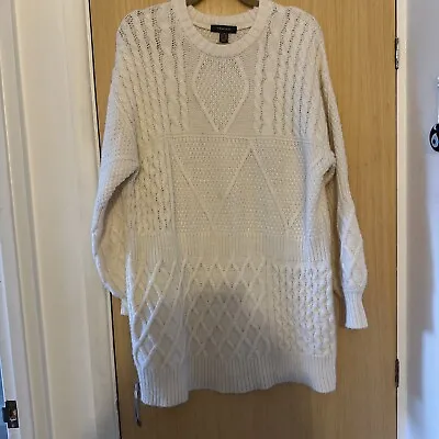 Cute Cream Cable Knit Jumper Dress Size M • £4.55