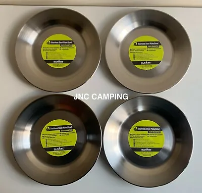 4 X Stainless Steel Large Plate 24cm Camping Outdoor Park Hiking Travel Summit • £16.95