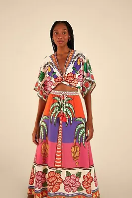 Farm Rio Tropical Print Midi Skirt Size XL • $149