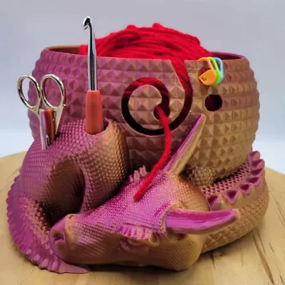 Fantasy Dragon And Egg Yarn Bowl Storage Organizer Crochet Large Knitting Holder • £18.91