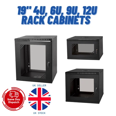 £99 • Buy 19  4U 6U 9U 12U Network Data Cabinet Comms Wall Rack Patch Panel Switch LAN