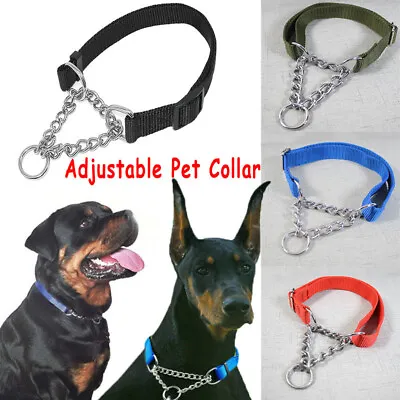 Pet Dog Half Check Choke Nylon Chain Puppy Training Strong Adjustable Collars  • £6.99