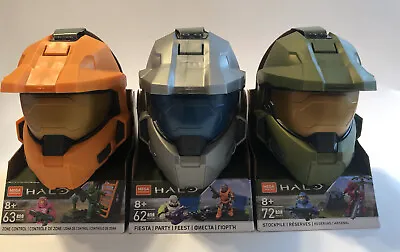 Mega Construx Halo Spartan Helmet Sets Zone Control Fiesta Stockpile Lot Of 3 • $102.49