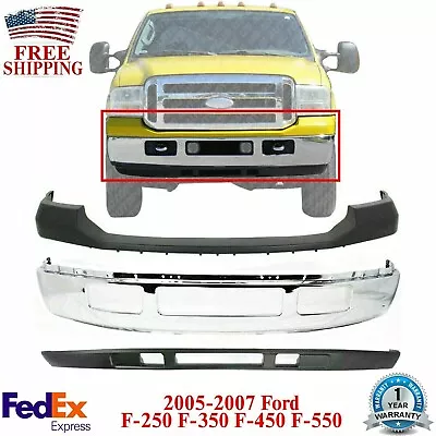 Front Bumper Chrome + Upper + Lower For 2005-2007 Ford F-250 F-350 Super Duty • $508.79