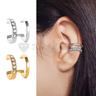 Double Band Wrap Ear Cuffs Clip On Gold Silver Fashion Earrings Jewelry 1 Piece • £3.99