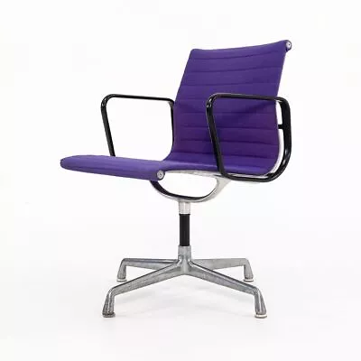 1970s Eames Aluminum Group Management Desk / Side Chair With Purple Hopsack • $1100